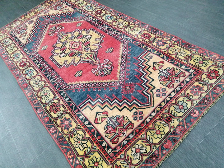 Rust Turkish Runner Rug 3' 7" x 6' 10" Hand-Knotted | No. WR98592