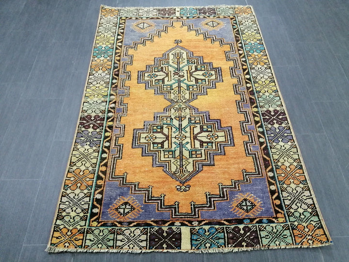 Rust Turkish Runner Rug 3' 7" x 5' 5" Hand-Knotted | No. WR98684