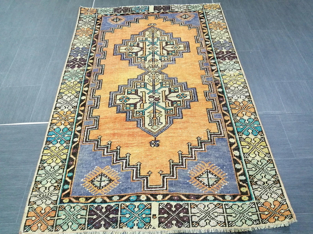 Rust Turkish Runner Rug 3' 7" x 5' 5" Hand-Knotted | No. WR98684