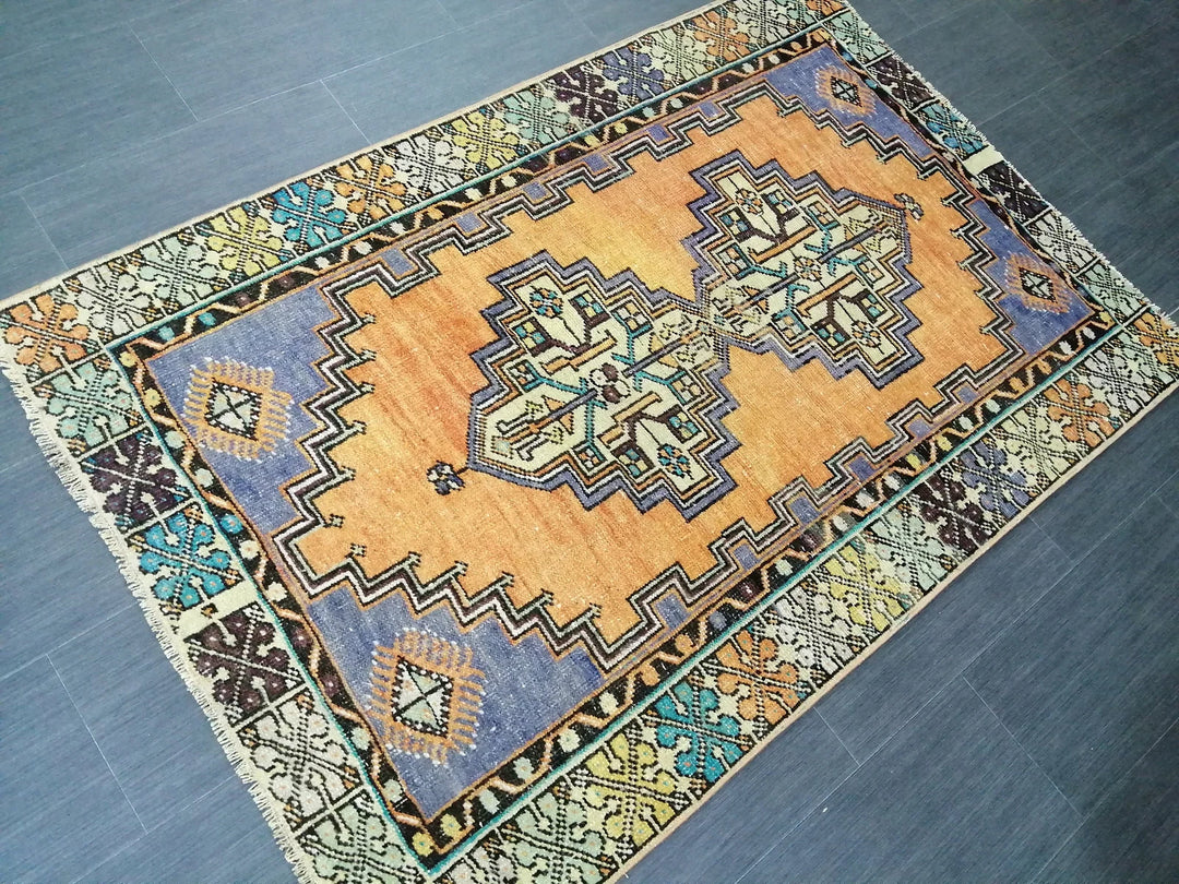 Rust Turkish Runner Rug 3' 7" x 5' 5" Hand-Knotted | No. WR98684