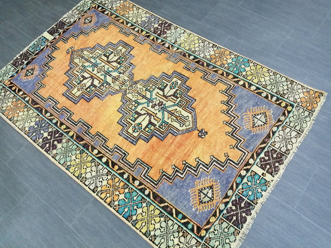 Rust Turkish Runner Rug 3' 7" x 5' 5" Hand-Knotted | No. WR98684