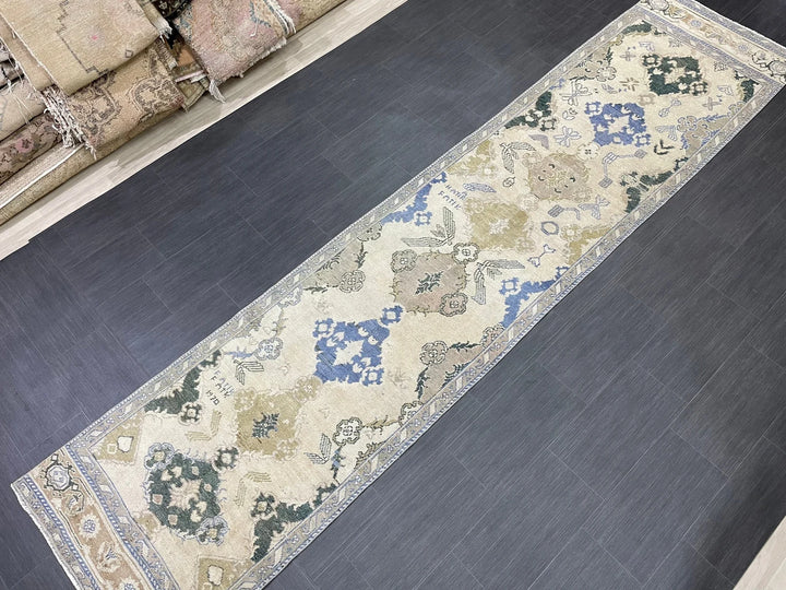 Blue Turkish Runner Rug 2' 11" x 12' 11" Hand-Knotted | No. WR98876