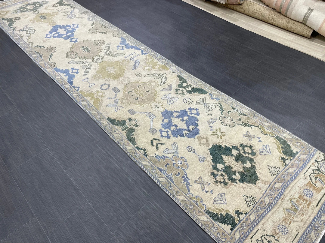 Blue Turkish Runner Rug 2' 11" x 12' 11" Hand-Knotted | No. WR98876