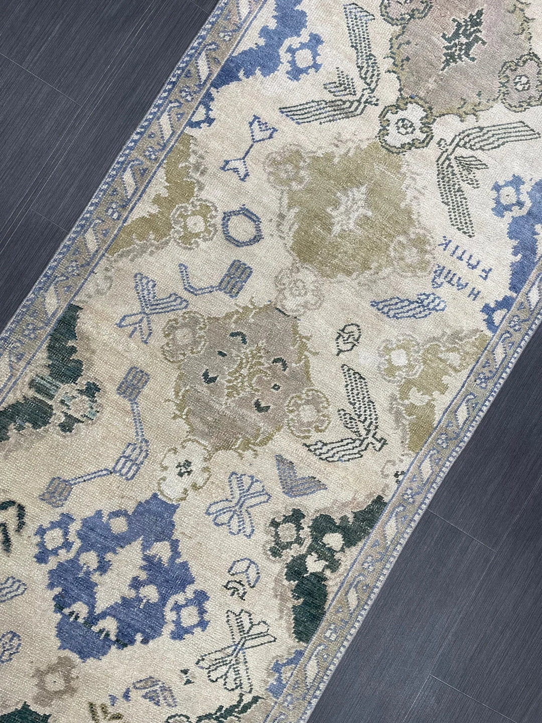 Blue Turkish Runner Rug 2' 11" x 12' 11" Hand-Knotted | No. WR98876