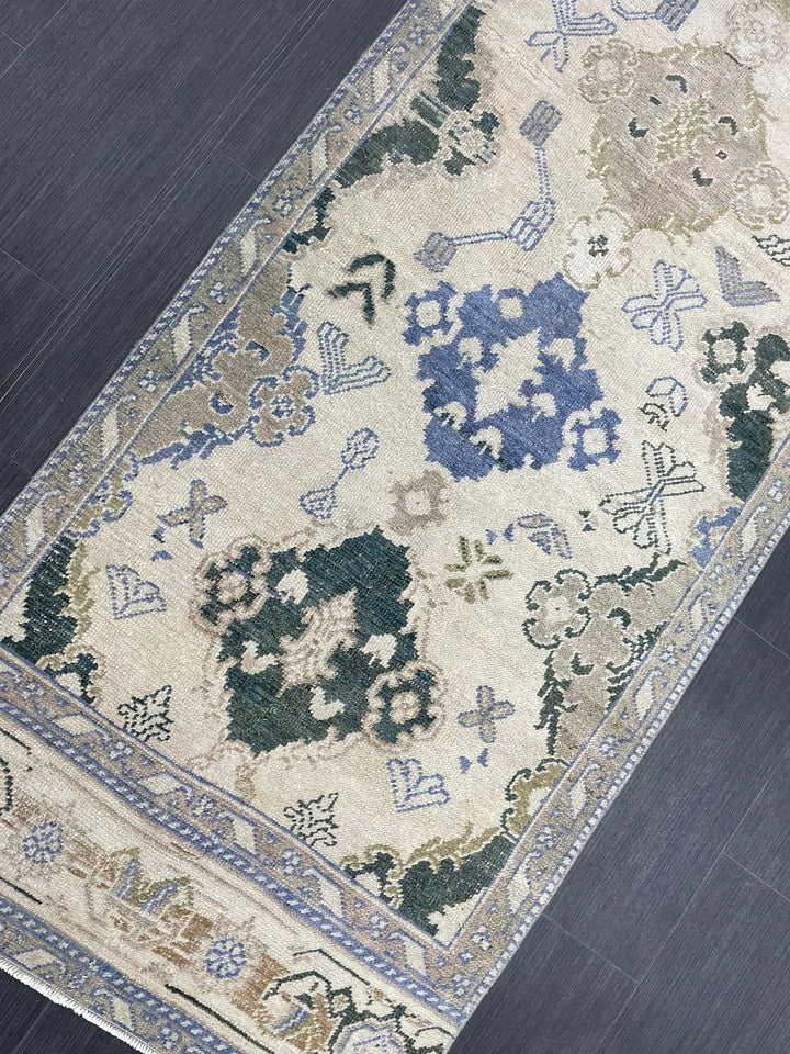Blue Turkish Runner Rug 2' 11" x 12' 11" Hand-Knotted | No. WR98876