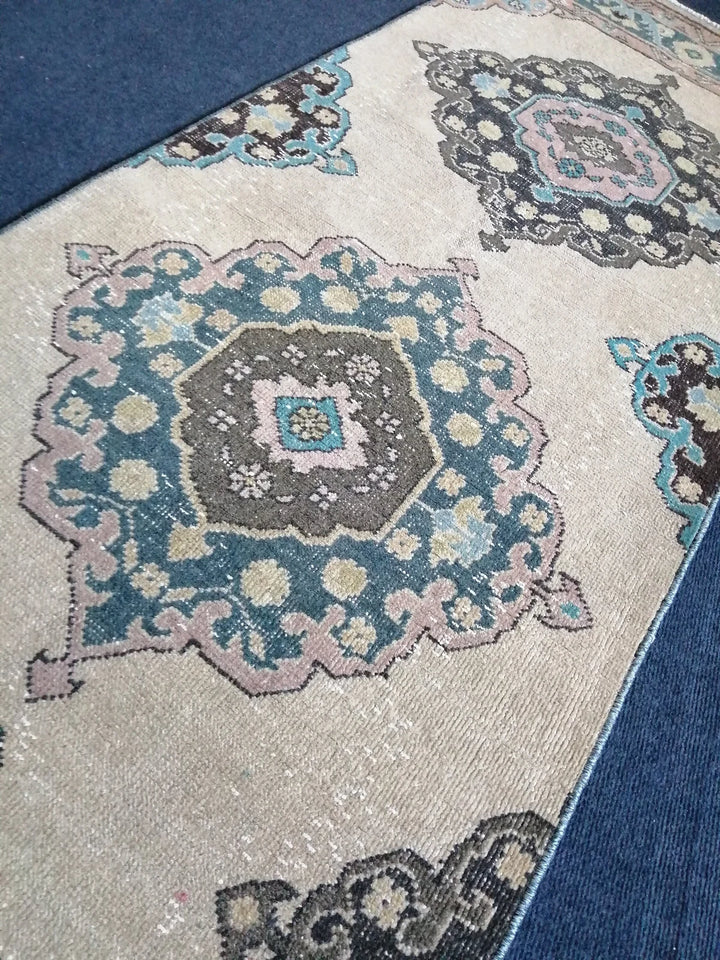 Beige Turkish Runner Rug 2' 7" x 12' 11" Hand-Knotted | No. WR99098