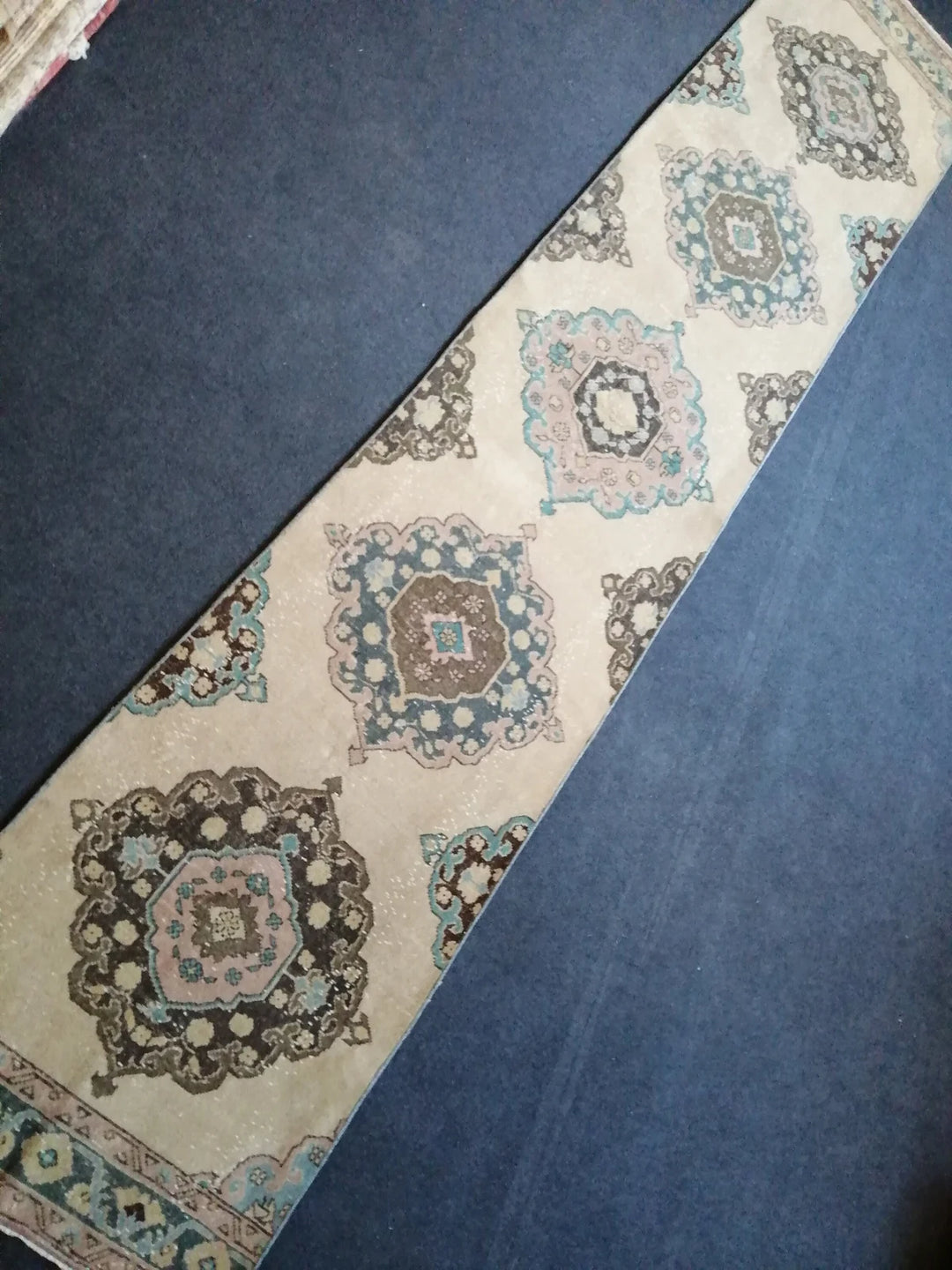 Beige Turkish Runner Rug 2' 7" x 12' 11" Hand-Knotted | No. WR99098
