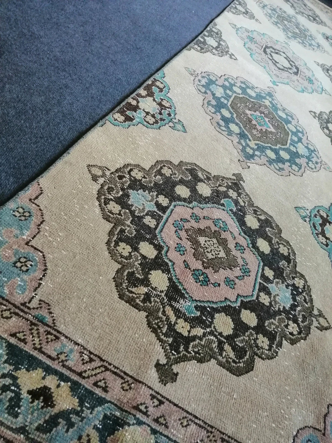 Beige Turkish Runner Rug 2' 7" x 12' 11" Hand-Knotted | No. WR99098