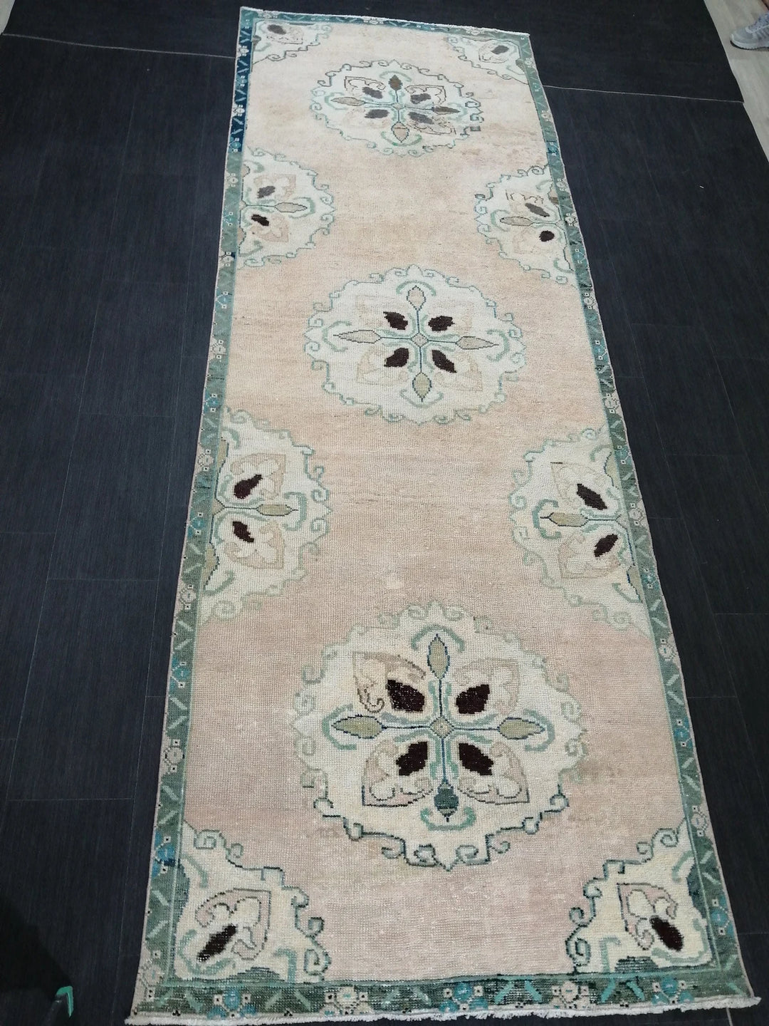 Pink Turkish Runner Rug 3' 10" x 11' 4" Hand-Knotted | No. WR99239