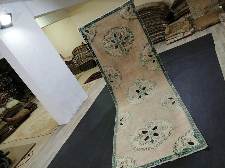 Pink Turkish Runner Rug 3' 10" x 11' 4" Hand-Knotted | No. WR99239