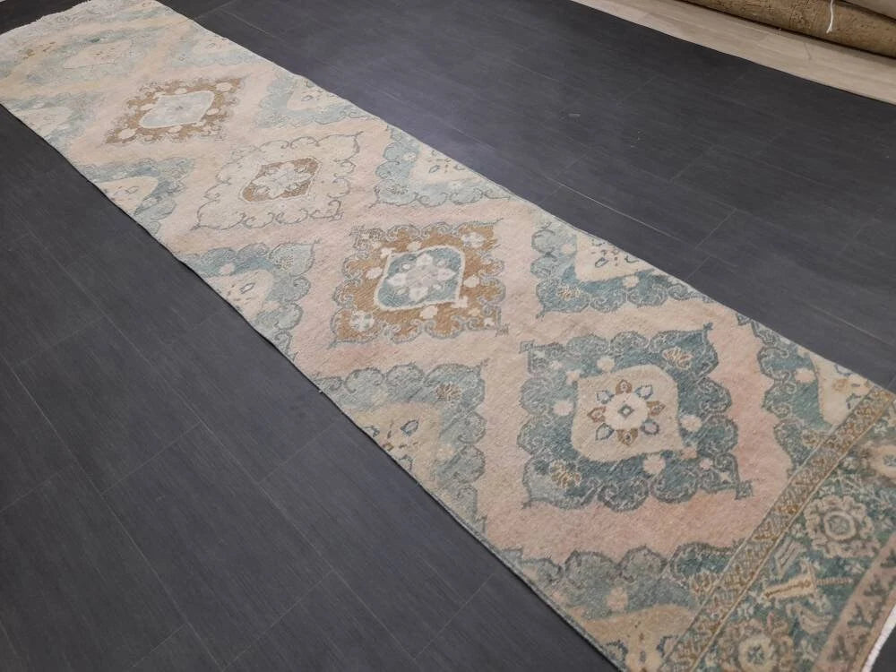 Tan Turkish Runner Rug 2' 9" x 12' 2" Hand-Knotted | No. WR99301