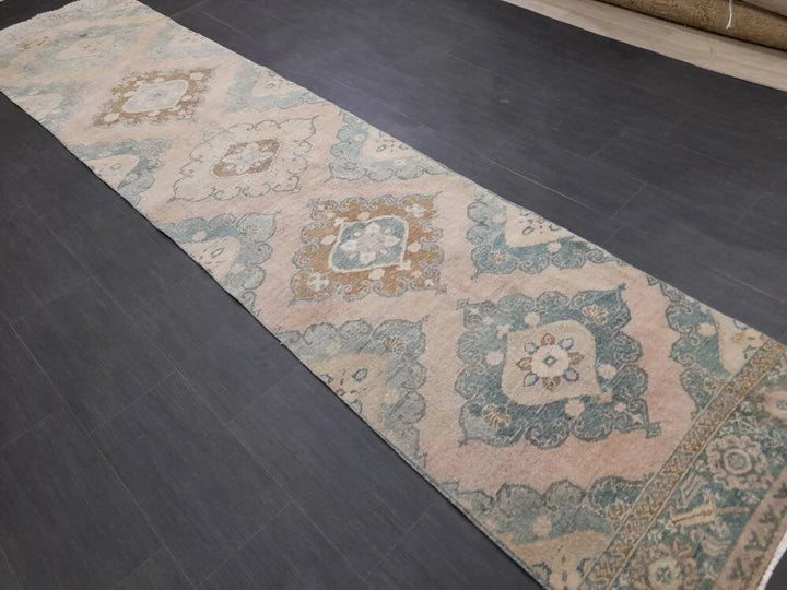 Tan Turkish Runner Rug 2' 9" x 12' 2" Hand-Knotted | No. WR99301