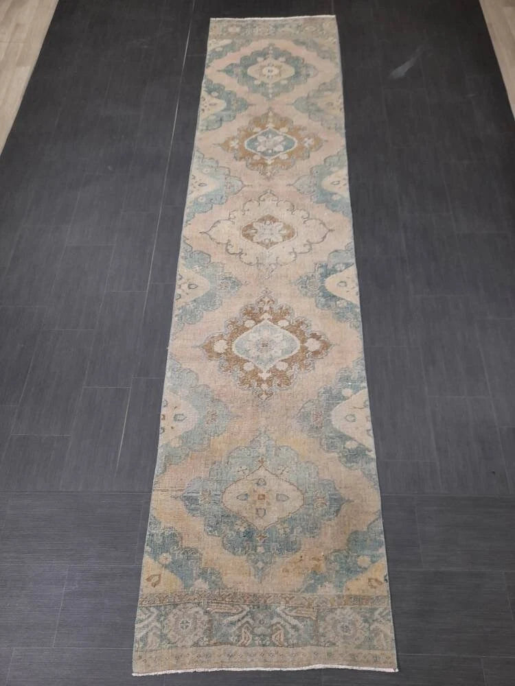 Tan Turkish Runner Rug 2' 9" x 12' 2" Hand-Knotted | No. WR99301