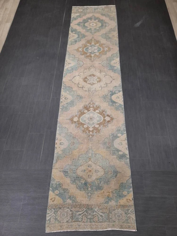 Tan Turkish Runner Rug 2' 9" x 12' 2" Hand-Knotted | No. WR99301