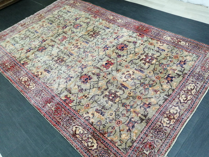 Green Turkish Runner Rug 6' 6" x 10' 6" Hand-Knotted | No. WR99320