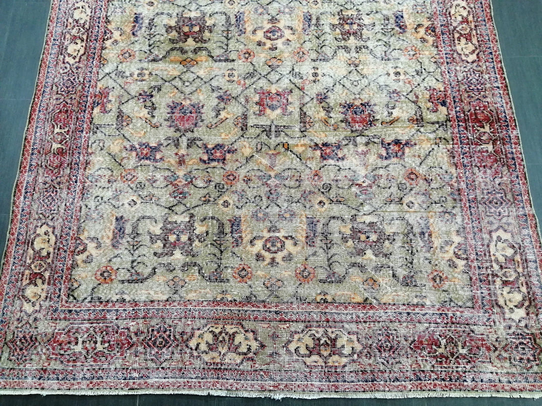 Green Turkish Runner Rug 6' 6" x 10' 6" Hand-Knotted | No. WR99320