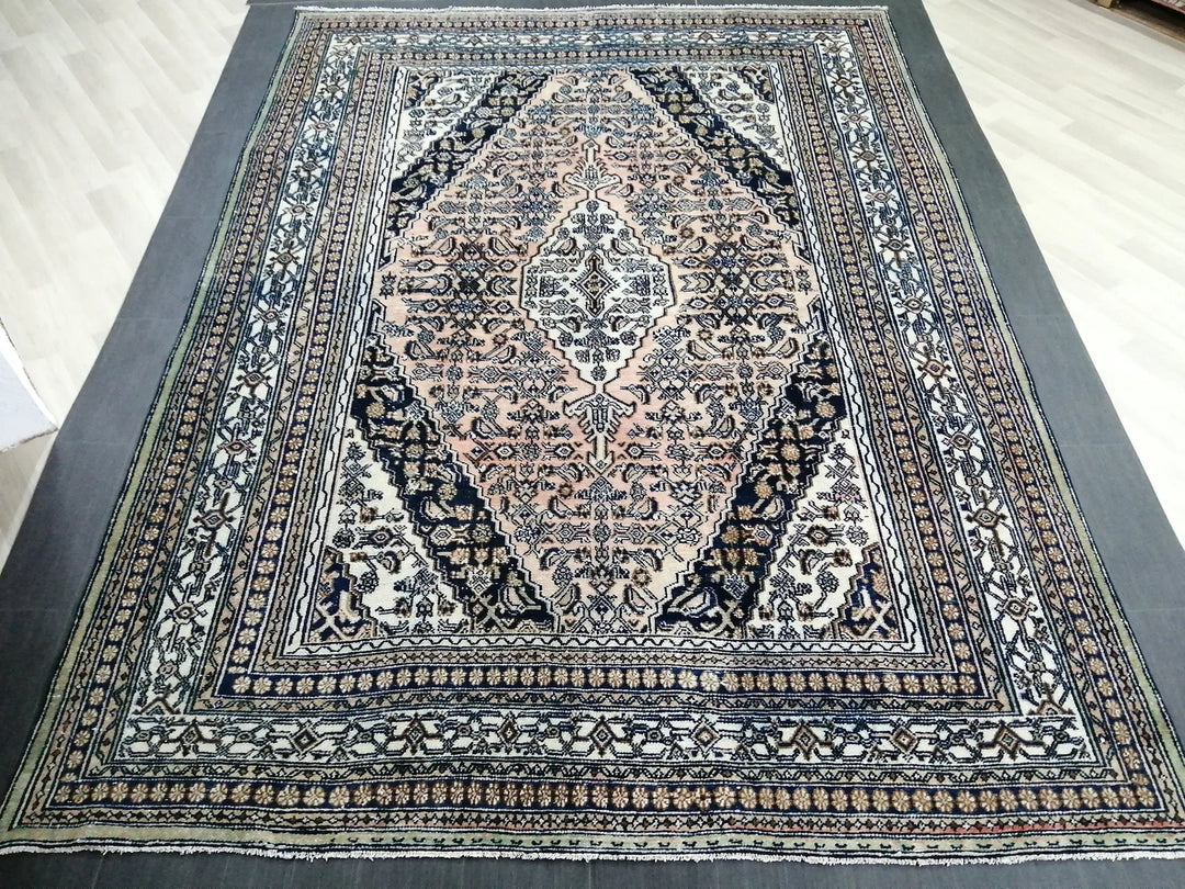 Navy Turkish Vintage Rug 8' x 11' 3" Hand-Knotted | No. WR99519