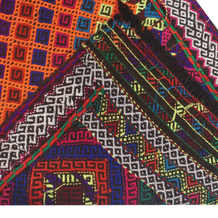 Afghan Suzuni Rug 2' 3" x 8' 5" Flat-Weave border