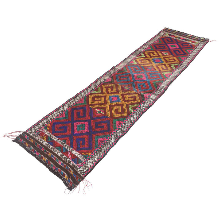 Afghan Suzuni Rug 2' 4" x 8' 7" Flat-Weave pattern