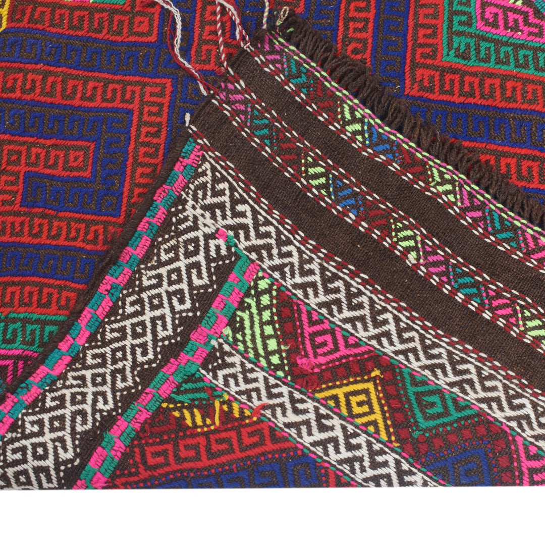 Afghan Suzuni Rug 2' 4" x 8' 7" Flat-Weave border