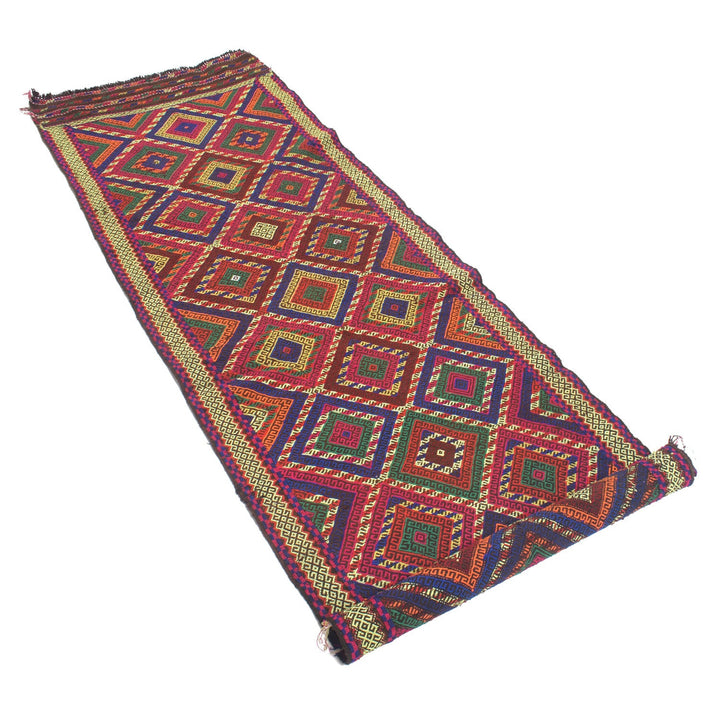 Afghan Suzuni Rug 2' 6" x 9' 0" Flat-Weave close-up