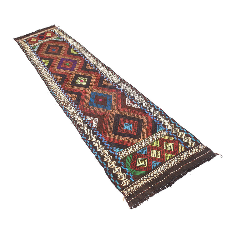 Afghan Suzuni Rug 2' 0" x 9' 1" Flat-Weave close-up