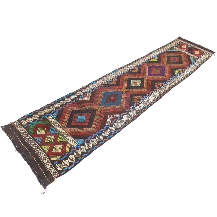 Afghan Suzuni Rug 2' 0" x 9' 1" Flat-Weave pattern