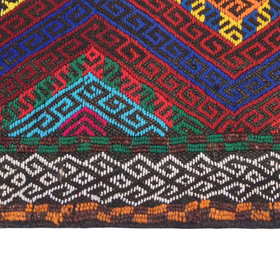Afghan Suzuni Rug 2' 3" x 8' 2" Flat-Weave detail