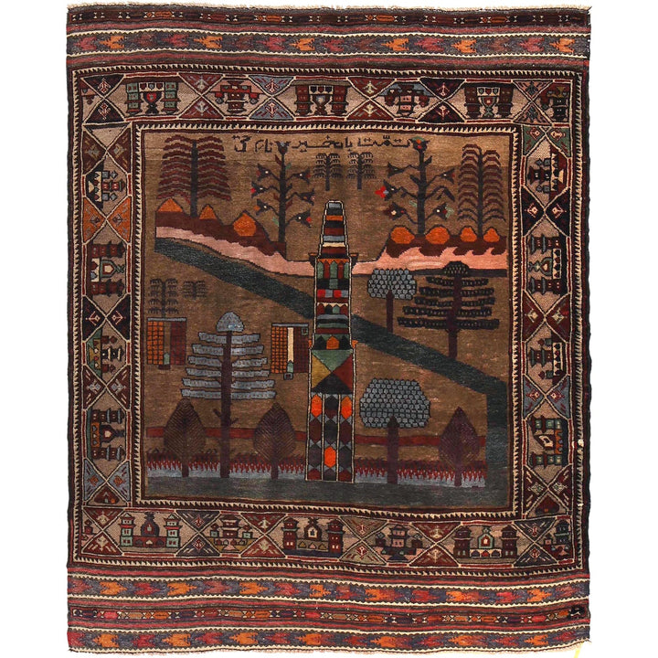 Handmade Picture Area Rug 4' 5" x 6' 6" - No. AL32587