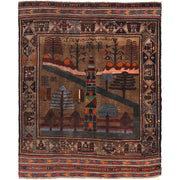 Handmade Picture Area Rug 4' 5" x 6' 6" - No. AL32587