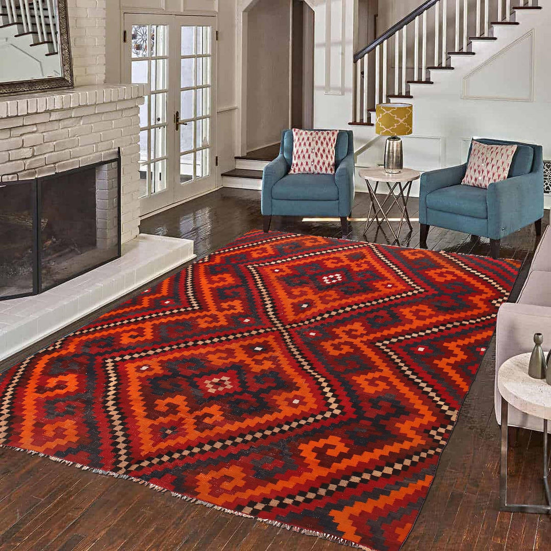 Afghan Vintage Kilim 7' 2" x 9' 11" - No. AL47214