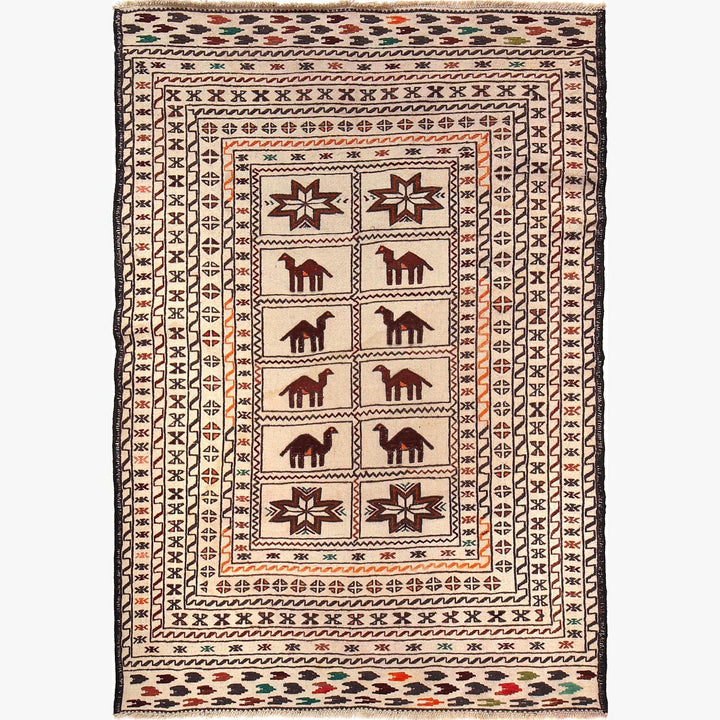 Handmade Soumak Kelim 4' 4" x 6' 4" - No. AL72333