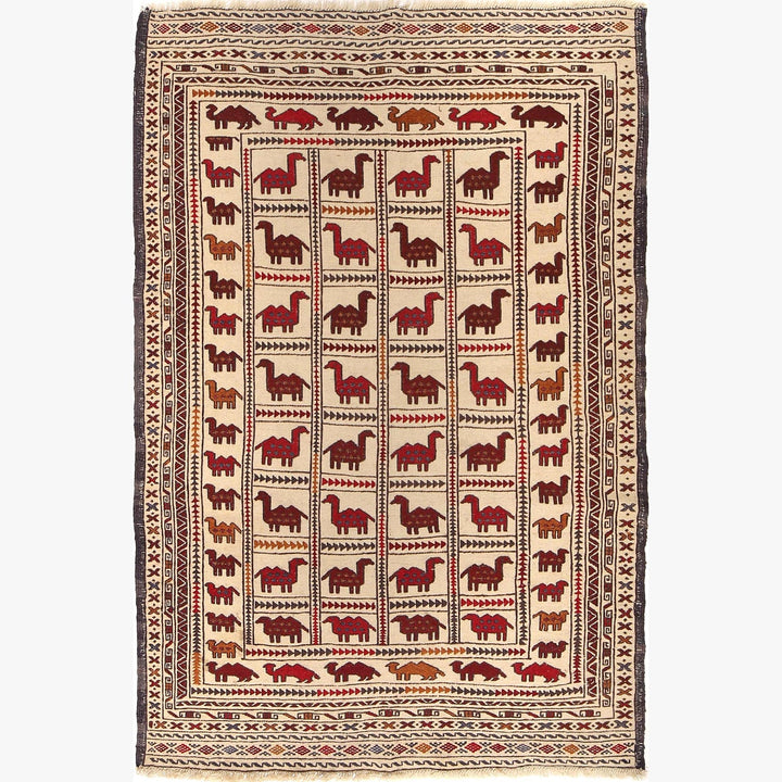 Handmade Soumak Kelim 4' 2" x 6' 6" - No. AL63251