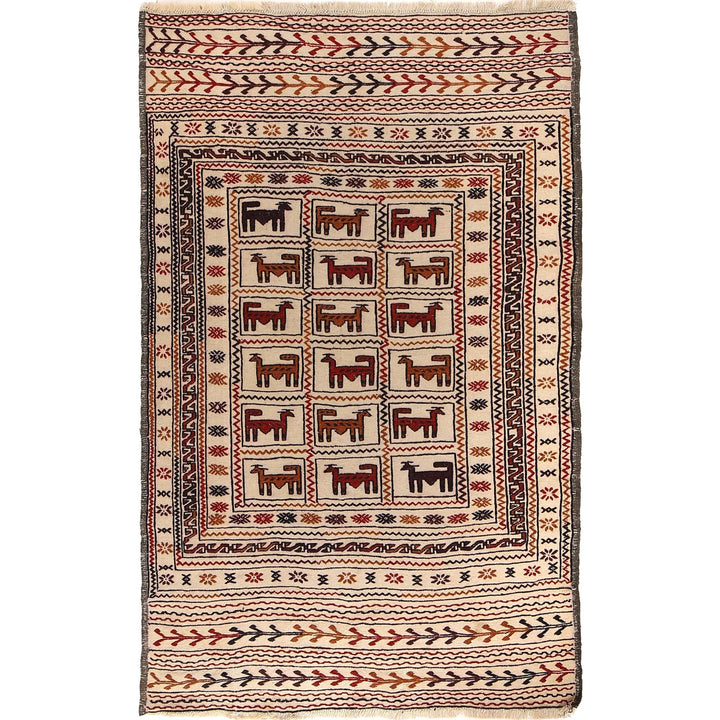 Handmade Soumak Kelim 3' 11" x 6' 6" - No. AL20985