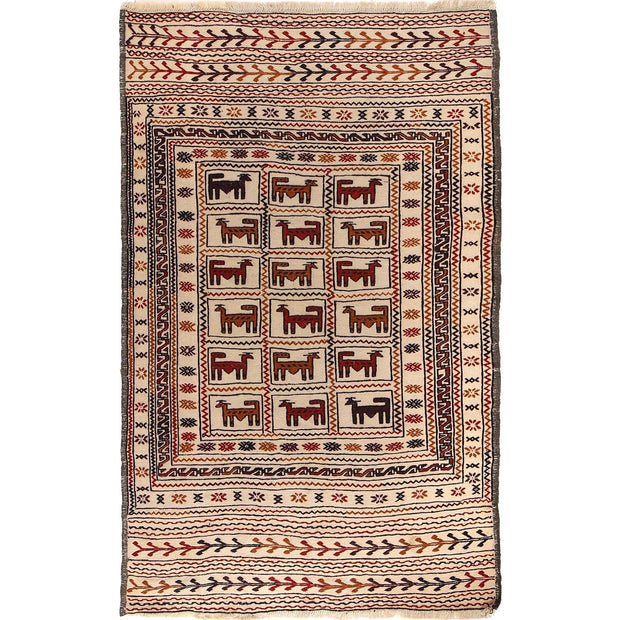 Handmade Soumak Kelim 3' 11" x 6' 6" - No. AL20985