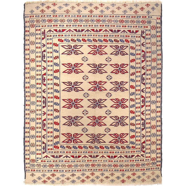 Handmade Soumak Kelim 4' 1" x 5' 5" - No. AL30940