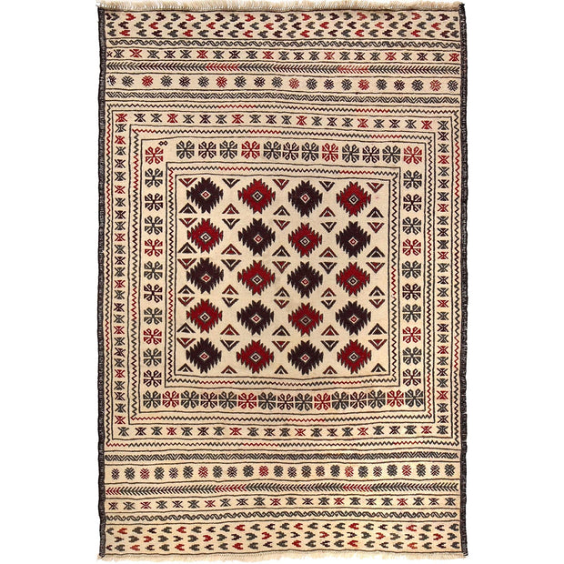 Handmade Soumak Kelim 4' 3" x 6' 4" - No. AL36611