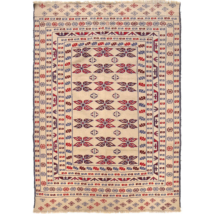 Handmade Soumak Kelim 4' 1" x 5' 10" - No. AL25244