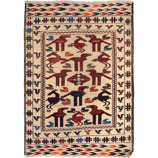 Handmade Soumak Kelim 4' 1" x 5' 7" - No. AL93058