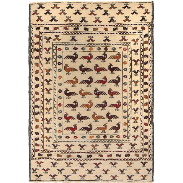 Handmade Soumak Kelim 4' 1" x 6' 5" - No. AL83468