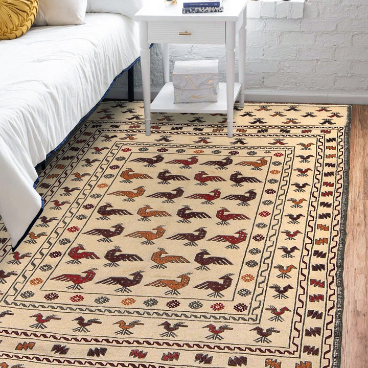 Handmade Soumak Kelim 4' 1" x 6' 5" - No. AL83468