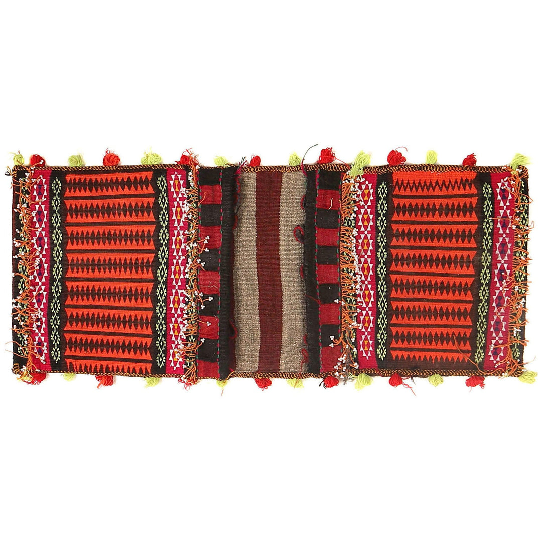 Afghan Tribal Baluch Saddle Bag Rug 1' 5" x 3' 3" Flat-Weave