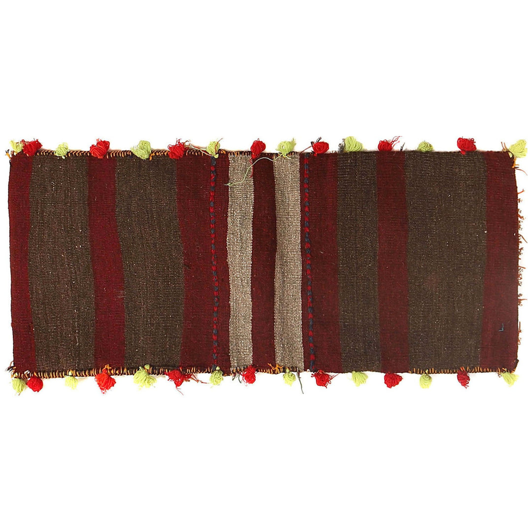 Afghan Tribal Baluch Saddle Bag Rug 1' 5" x 3' 3" Flat-Weave detail