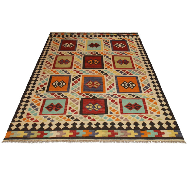 Colorful Flat-Weave Wool Kilim 7' 3" x 9' 10" - No. AL41242