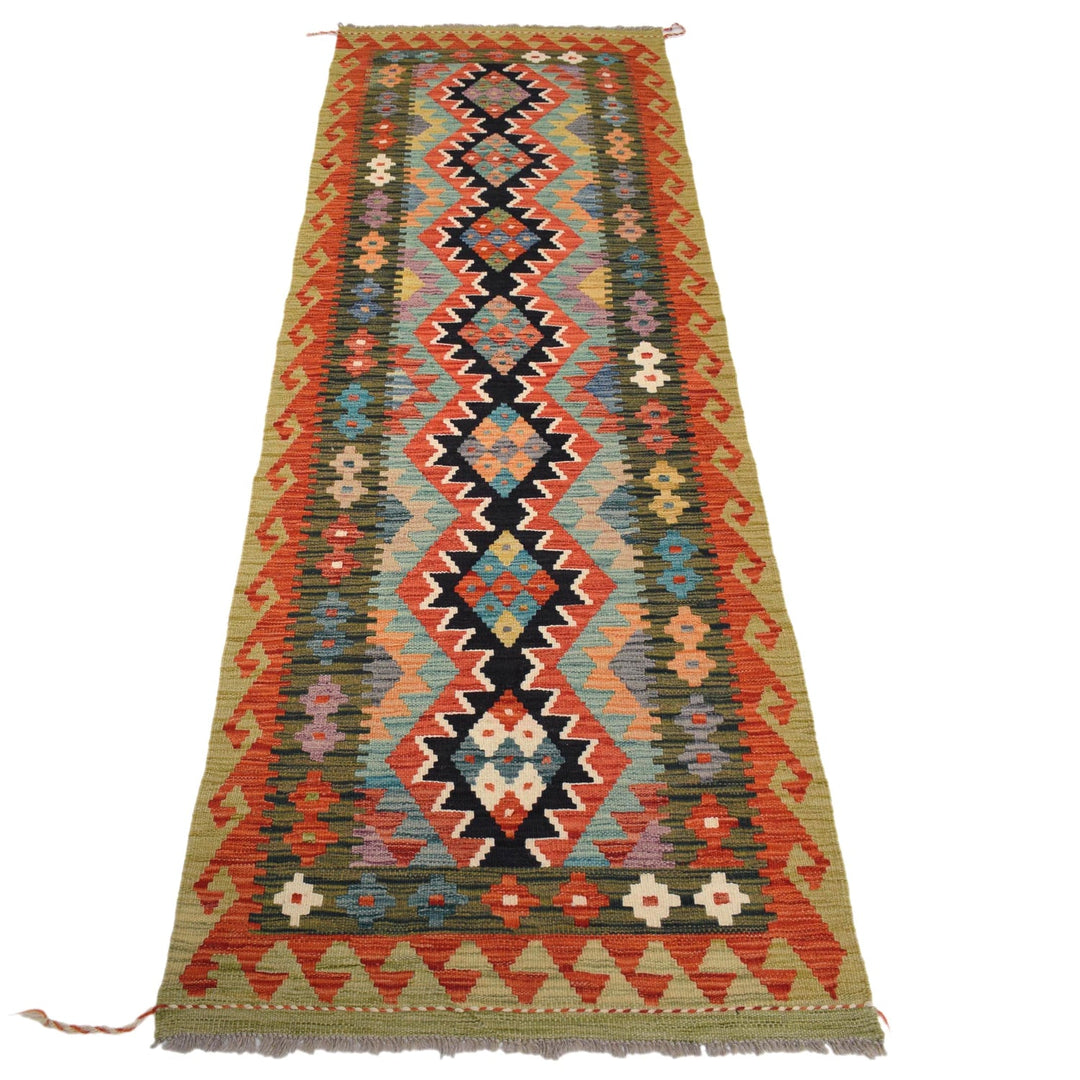 Hand Knotted Afghan Style Kilim Runner 2' 7" x 8' 2" - No. AL65673