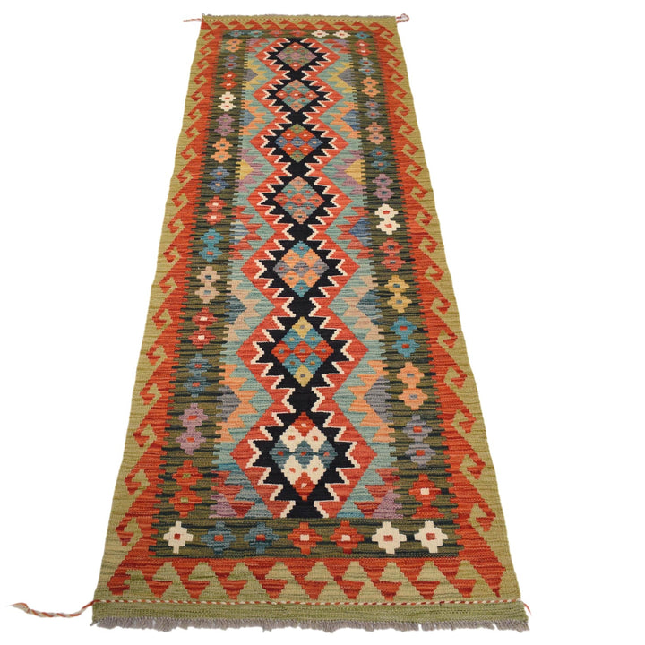 Hand Knotted Afghan Style Kilim Runner 2' 7" x 8' 2" - No. AL65673