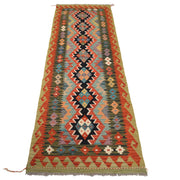 Hand Knotted Afghan Style Kilim Runner 2' 7" x 8' 2" - No. AL65673