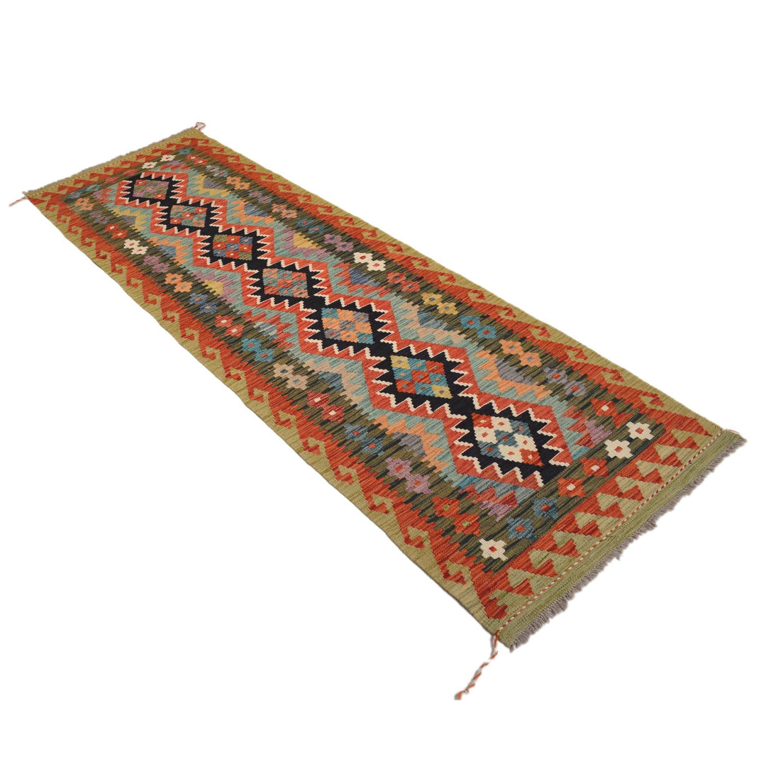 Hand Knotted Afghan Style Kilim Runner 2' 7" x 8' 2" - No. AL65673