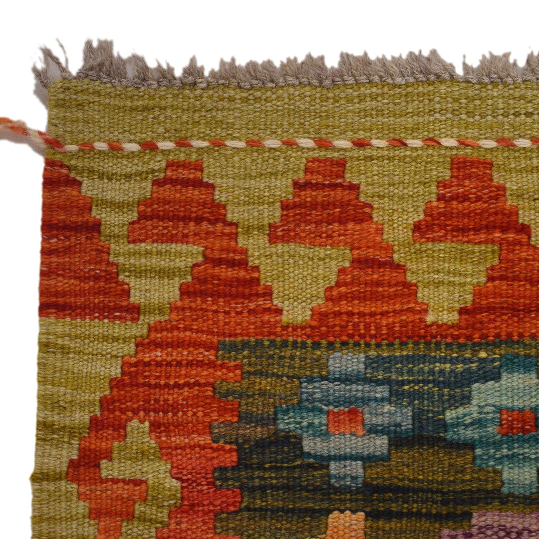 Hand Knotted Afghan Style Kilim Runner 2' 7" x 8' 2" - No. AL65673