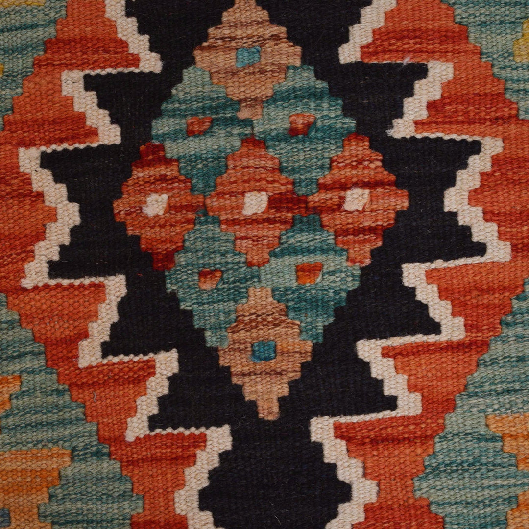 Hand Knotted Afghan Style Kilim Runner 2' 7" x 8' 2" - No. AL65673